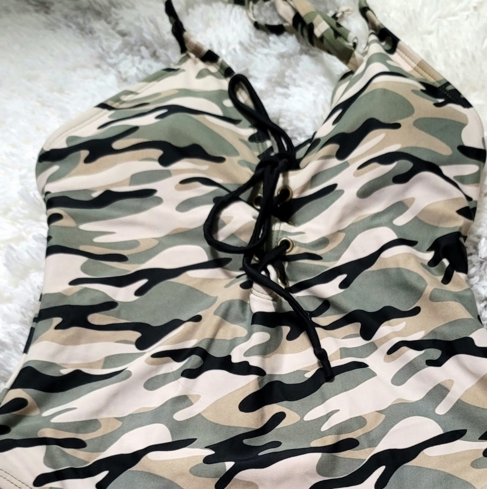 Skinny Dip Green Camo One-Piece Swimsuit